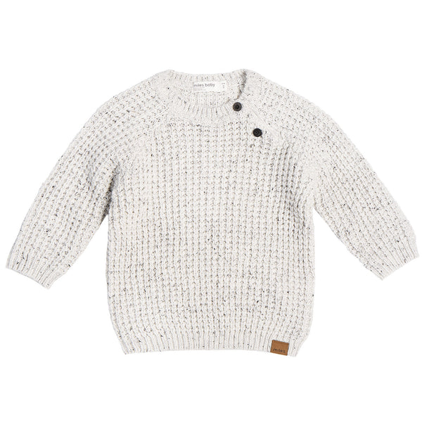 Miles Baby Sweater - White Waffle