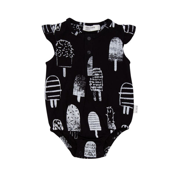 Miles Baby Playsuit - Popsicles on Black