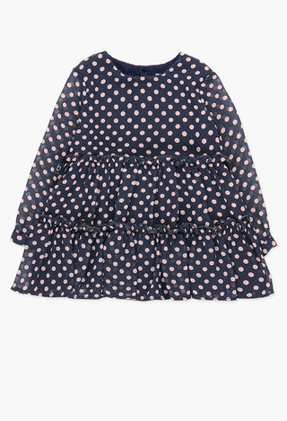 Boboli Dress - Navy & Polka Dots