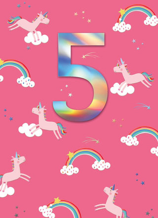 5 Unicorns - Greeting Card