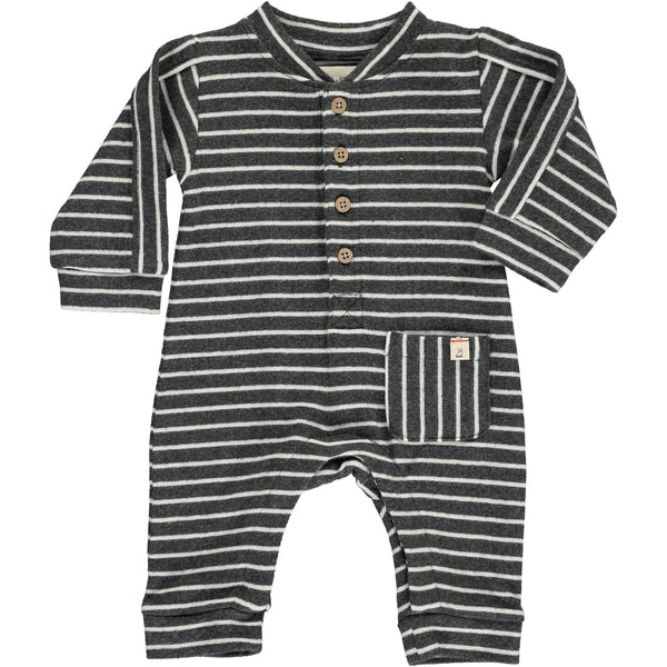 Me & Henry Romper - Charcoal & White