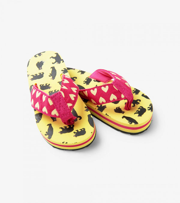 Hatley Flip Flops - Bears on Natural Pink