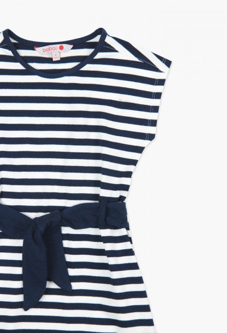 Boboli Dress -  Navy & White